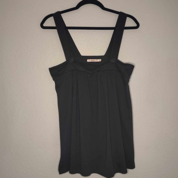Black Tank Top with Button Assign Brand - Picture 1 of 4